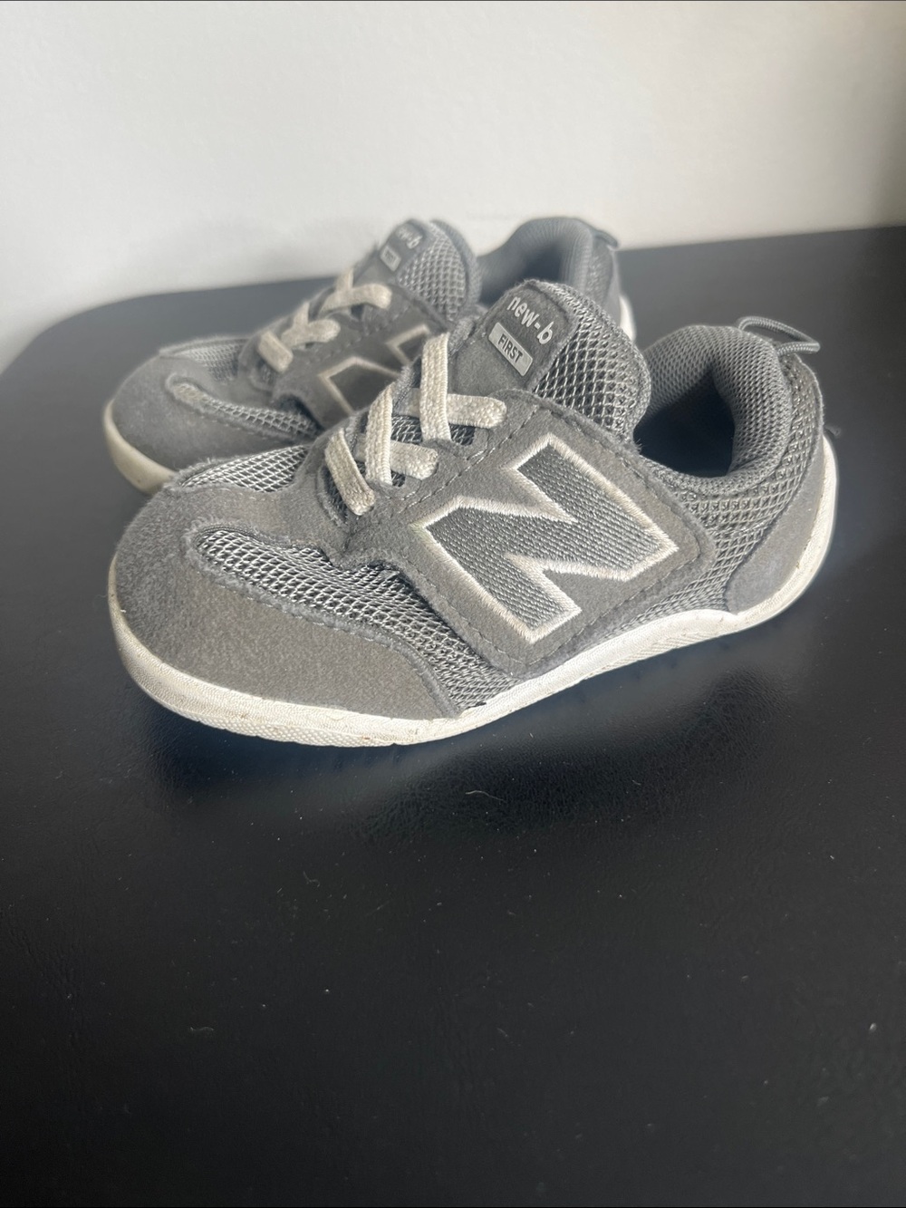 New Balance Kids Gray Mesh & Suede Sneakers